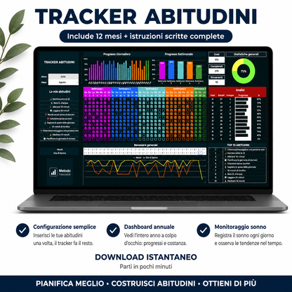 Tracker Abitudini in Italiano per Google Sheets / Excel (Anno 2026)