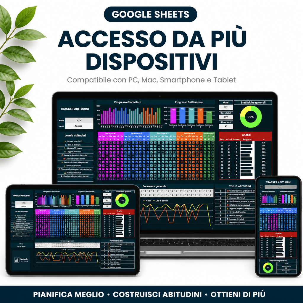Tracker Abitudini in Italiano per Google Sheets / Excel (Anno 2026)