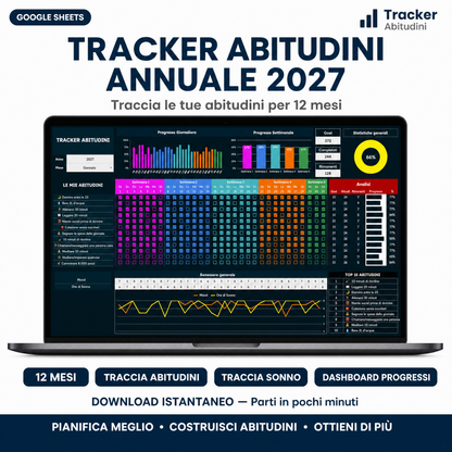 Tracker Abitudini in Italiano per Google Sheets / Excel (Anno 2027)