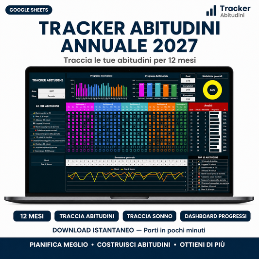 Tracker Abitudini in Italiano per Google Sheets / Excel (Anno 2027)